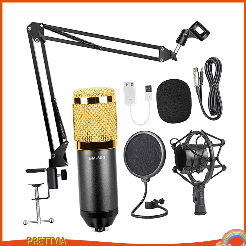 [PRETTYIA]Broadcasting Recording Condenser Microphone Kit Computer Cardioid Mic BM800