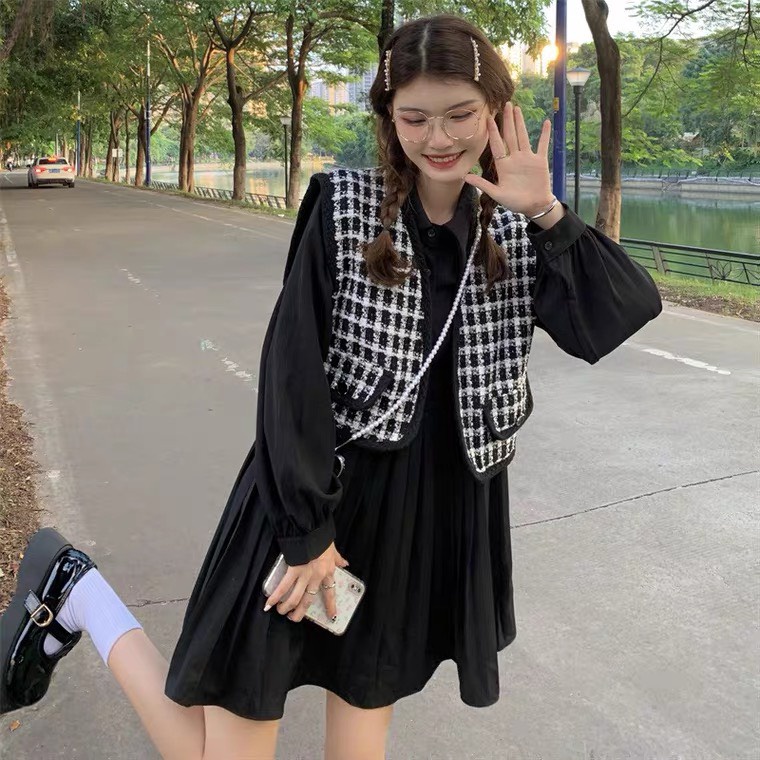 Áo Gile dạ nữ 2 lớp AG8112 họa tiết thổ cẩm phong cách Hàn Quốc, kiểu áo không tay cổ V chất đẹp thời trang thu đông | BigBuy360 - bigbuy360.vn