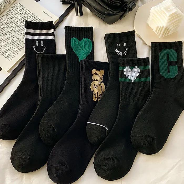 Vớ Cao Cổ Gấu Và Trái Tim - Tất Cao Cổ Họa Tiết Chữ C Và Gấu