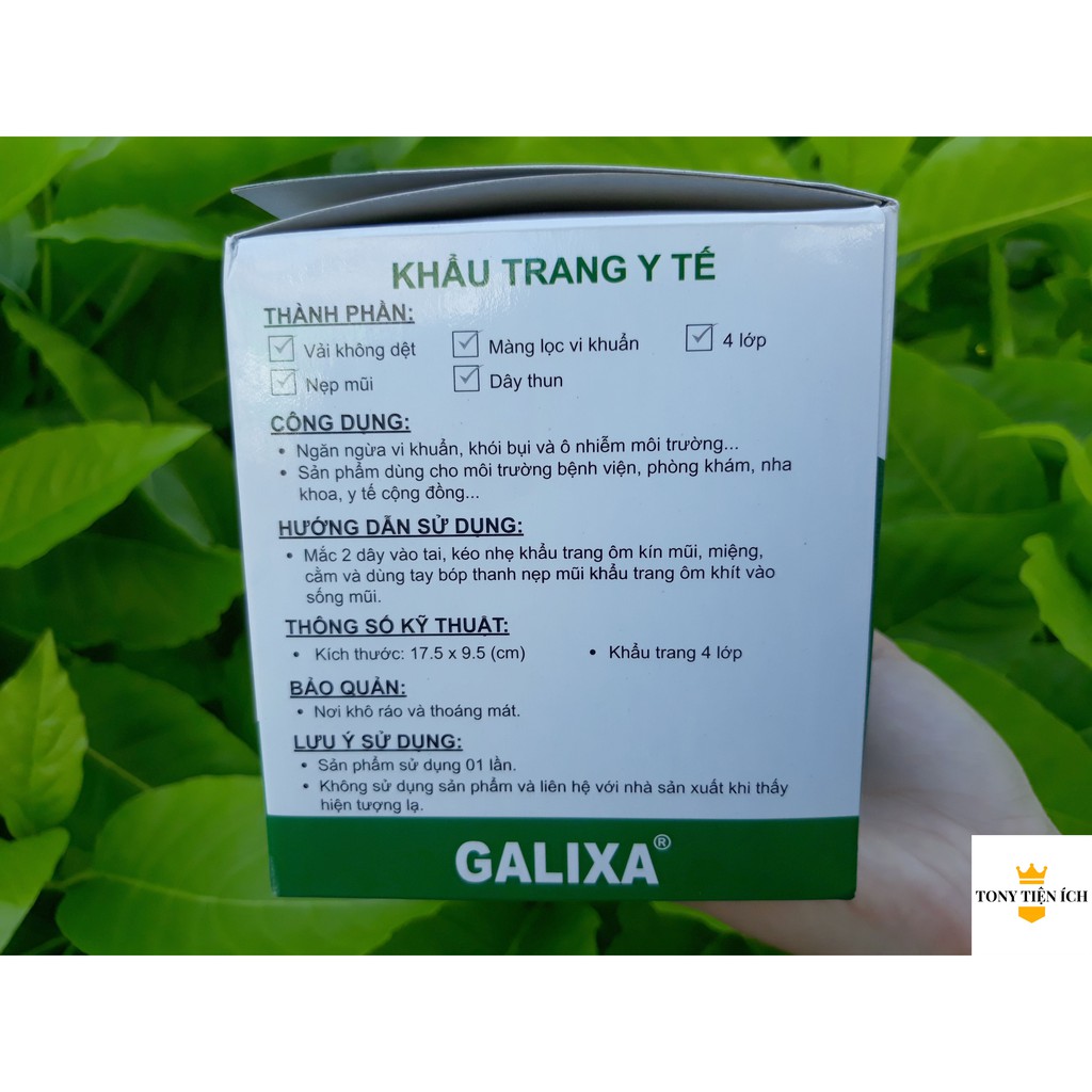 Khẩu trang y tế 4 lớp than hoạt tính Kháng khuẩn Chính hãng GALIXA hộp 50 cái