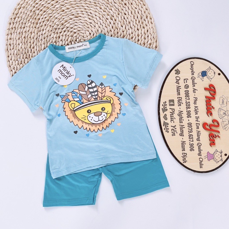 Bộ Cộc Tay Chất Thun Lạnh Hàng Minky Mom Họa Tiết Sói-Gấu Cam (Thổ Dân) Cho Bé (Sz  từ 8-18kg) (SP001443)