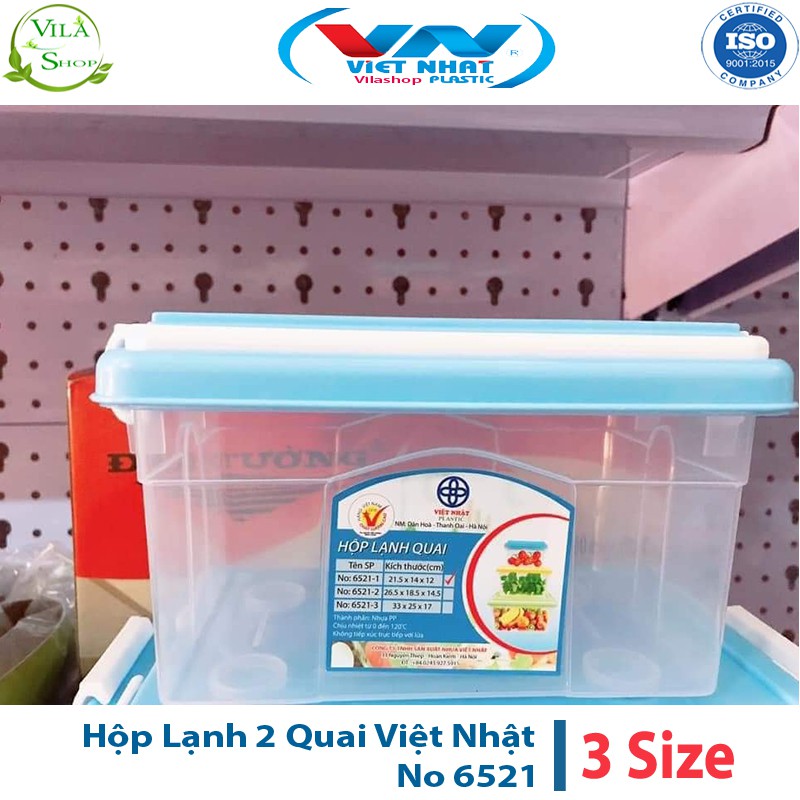 [ Bộ 2 ] Hộp Đựng Thực Phẩm, Hộp Lạnh 2 Quai Bảo Quản Thực Phẩm Việt Nhật No 6521 - 1 Và No 6521 - 2