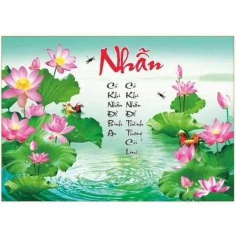 Tranh thêu chữ thập Thư pháp nhẫn LV3373