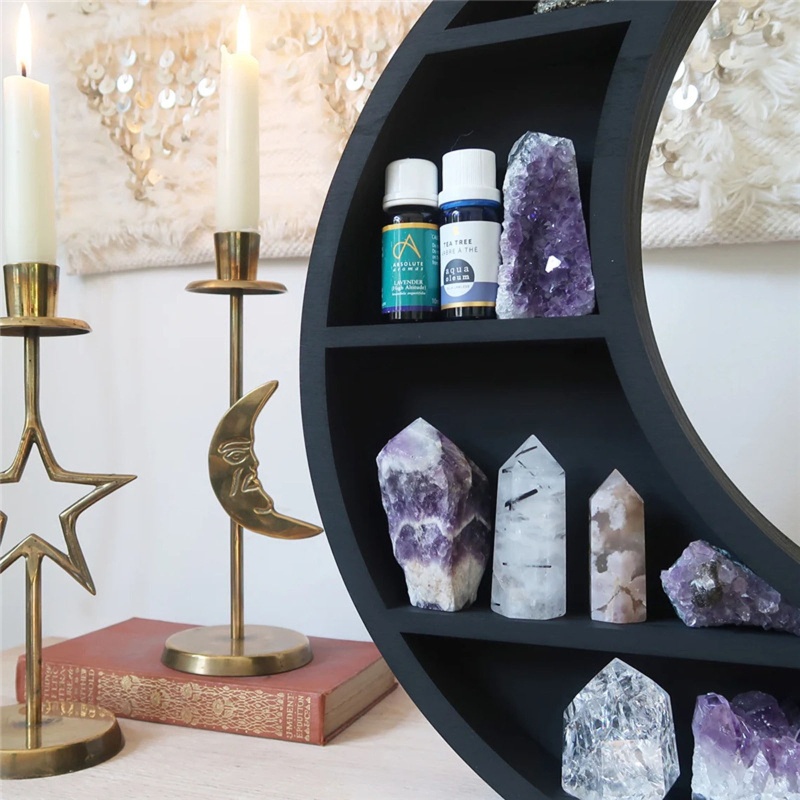 Kệ Để Lọ Tinh Dầu Đá Mặt Trăng Màu Đen Trang Trí Nội Thất