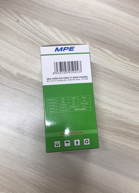 Bóng đèn Led 12W MPE, bóng tròn, ánh sáng trắng