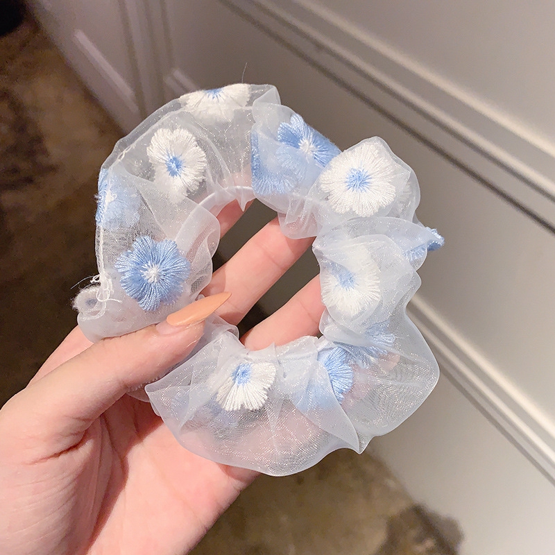 1pc Dây Buộc Tóc Thêu Hoa Xinh Xắn Dành Cho Nữ