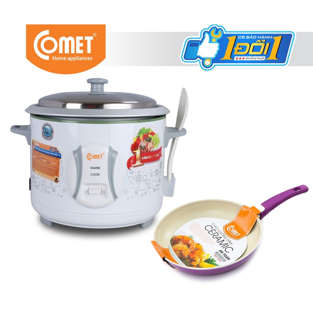 Combo Nồi cơm điện nắp rời 1.8L và chảo chống dính COMET - CM8021 & CH11-26 | BigBuy360 - bigbuy360.vn