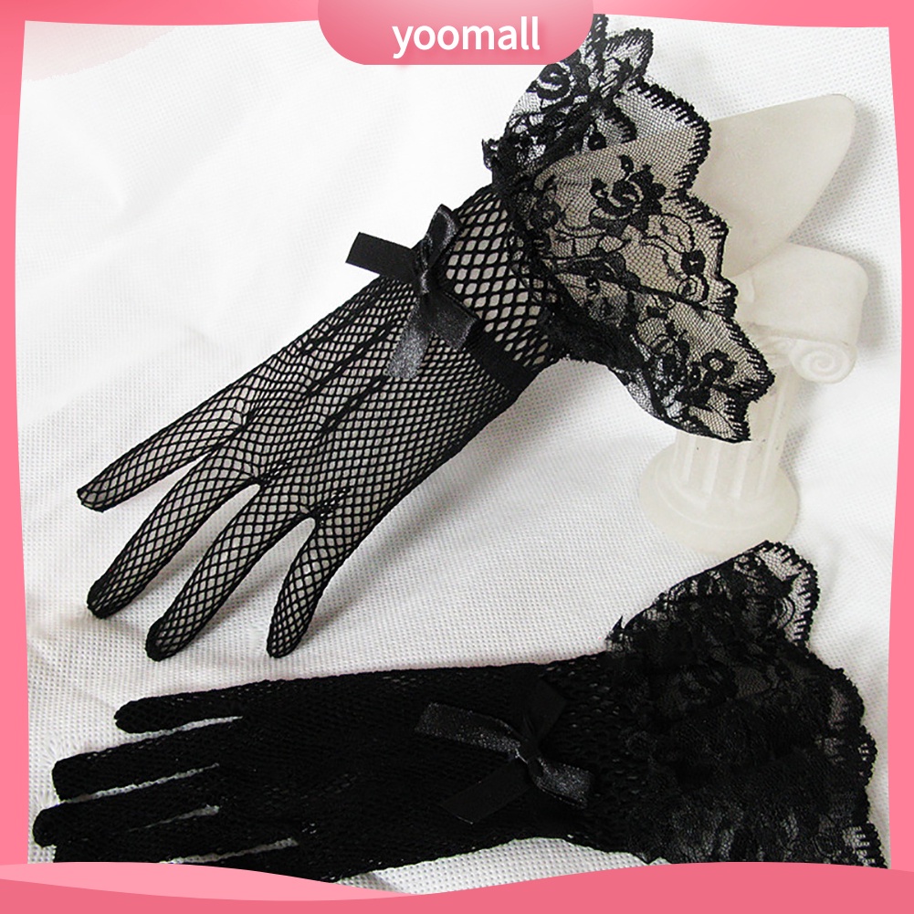 Găng Tay Lưới Ren Nơ Phụ Kiện Cho Cô Dâu