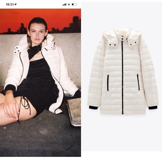 Áo khoác phao siêu nhẹ trắng sịn sò zara auth new size xs