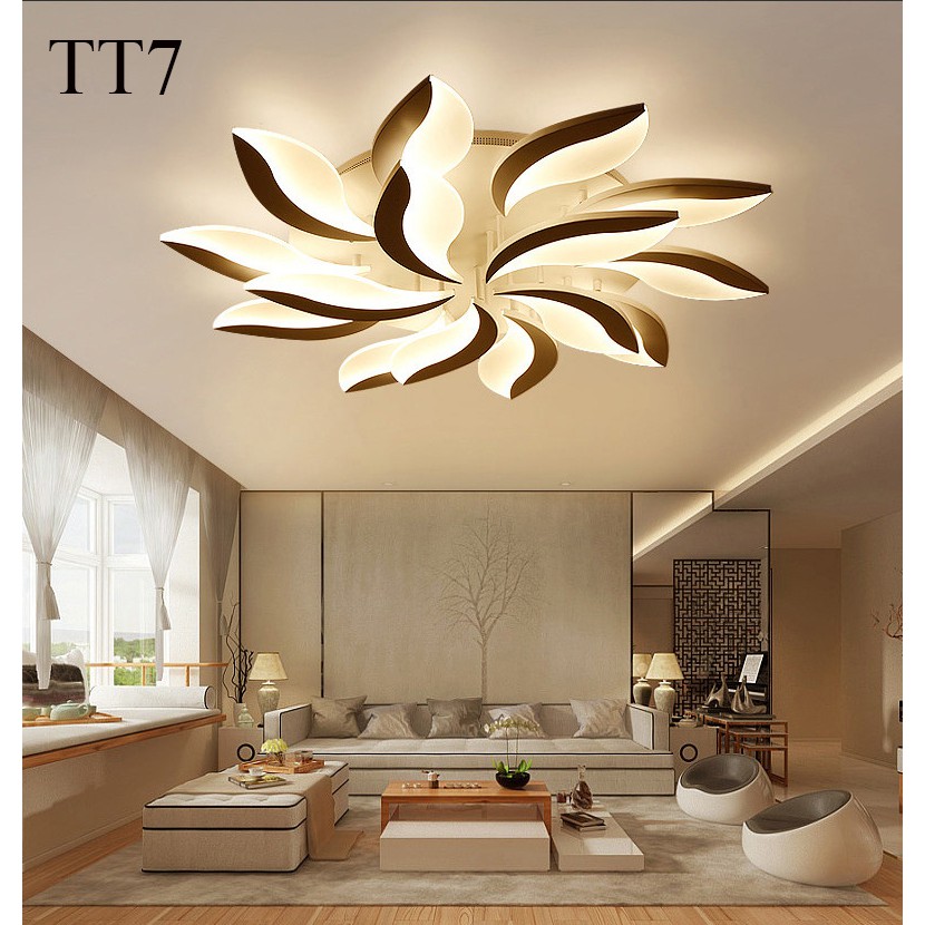 Đèn ốp trần đèn áp trần trang trí phòng khách phòng ngủ có kèm điều khiển từ xa phân tầng 3 chế độ sáng mẫu TT7