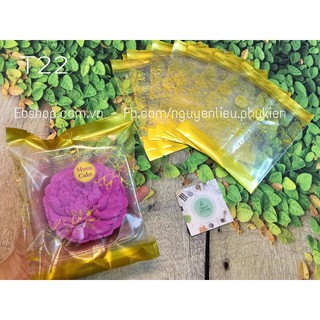 Set 100 túi kèm khay  T22 Túi viền hoa vàng Túi đựng bánh Trung Thu 200gr - 250gr