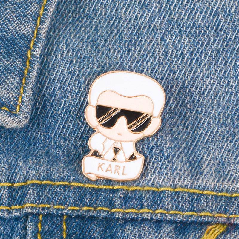 > Ready Stock < ❉ Karl Lagerfeld Pins ❉ 1Pc Fashion Icon Metal Collection Brooches Pins