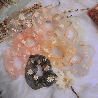 Dây cột (buộc) tóc Scrunchies thêu hoa Hàn Xẻn