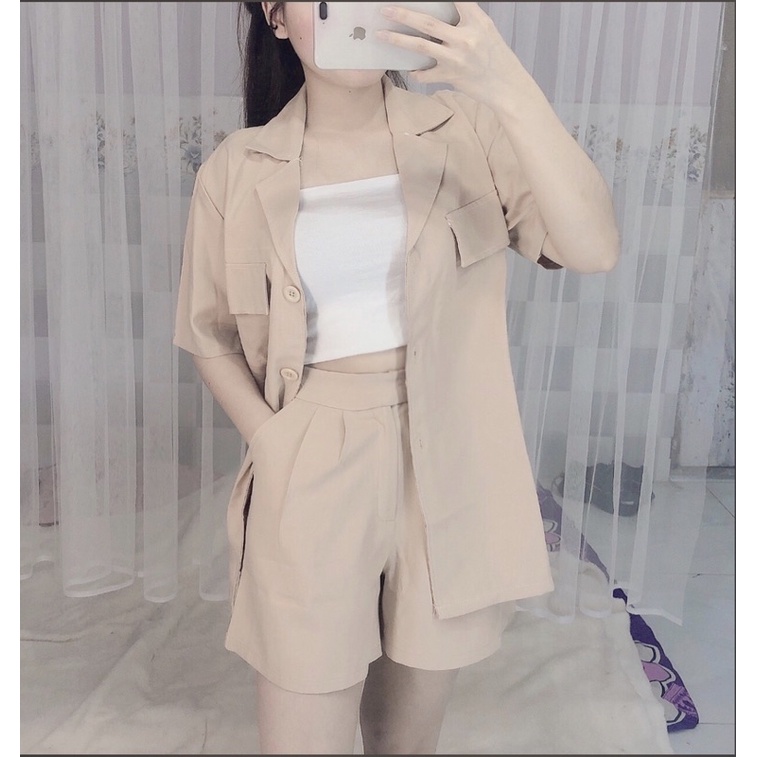 Set vest ngắn 3 món cá tính-Ms12