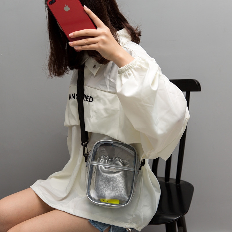 Ielgy Outing Túi Đeo Chéo Vai Bằng PVC Đa Chức Năng Hàn Quốc