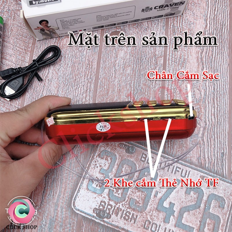 Đài radio FM Caraven CR-853 3 pin siêu trâu Chuyên FM-AM-USB-Thẻ TF tặng kèm 3 pin - Loa di động cho âm thanh chất luong
