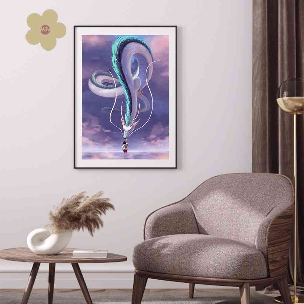 Bộ Tranh Đính Đá 5D DIY Hình Rồng Hoạt Hình Dùng Trang Trí Nhà