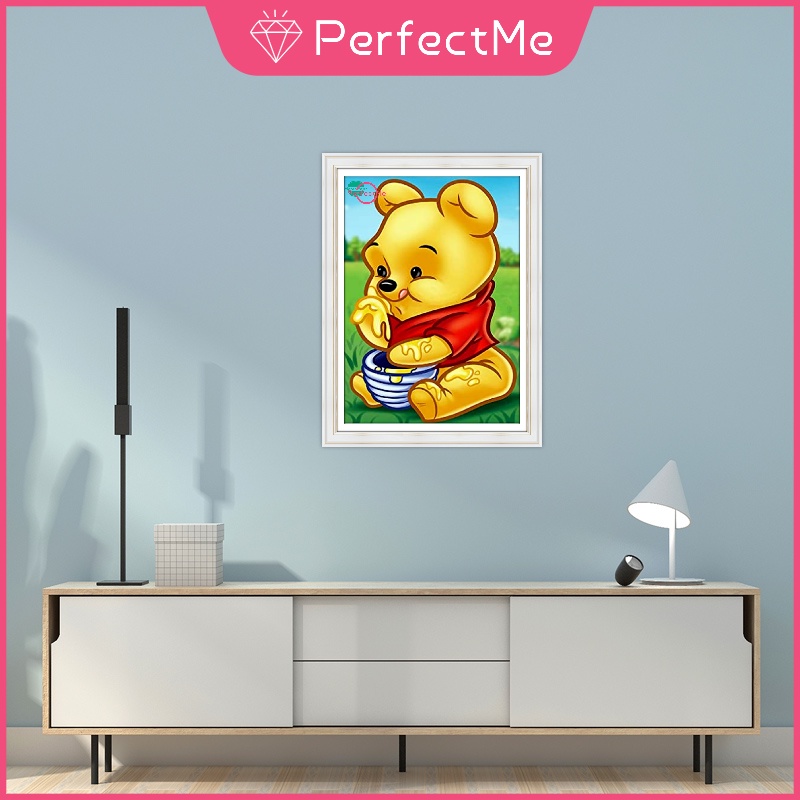 Bộ tranh đính đá 5D tự làm hình Winnie the Pooh kích thước 30x40cm độc đáo