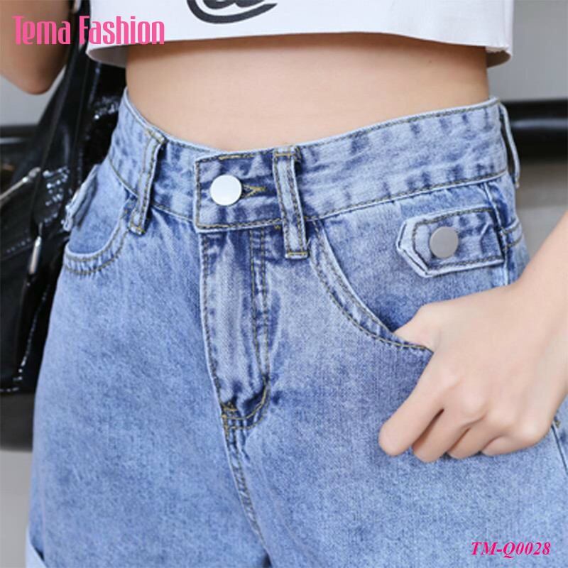 [Mã WASTMAY giảm 15% tối đa 30K đơn 150K] Quần short jean nữ TEMA - Quần đùi nữ jean xanh cạp cao gấu xắn siêu đẹp