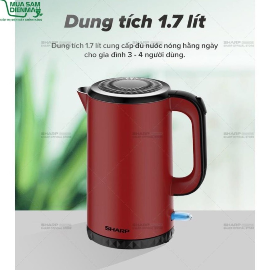 Bình đun siêu tốc Sharp 1.7 lít EKJ-17EVPS-RD, Chế Độ An Toàn Tự Tắt Khi Sôi