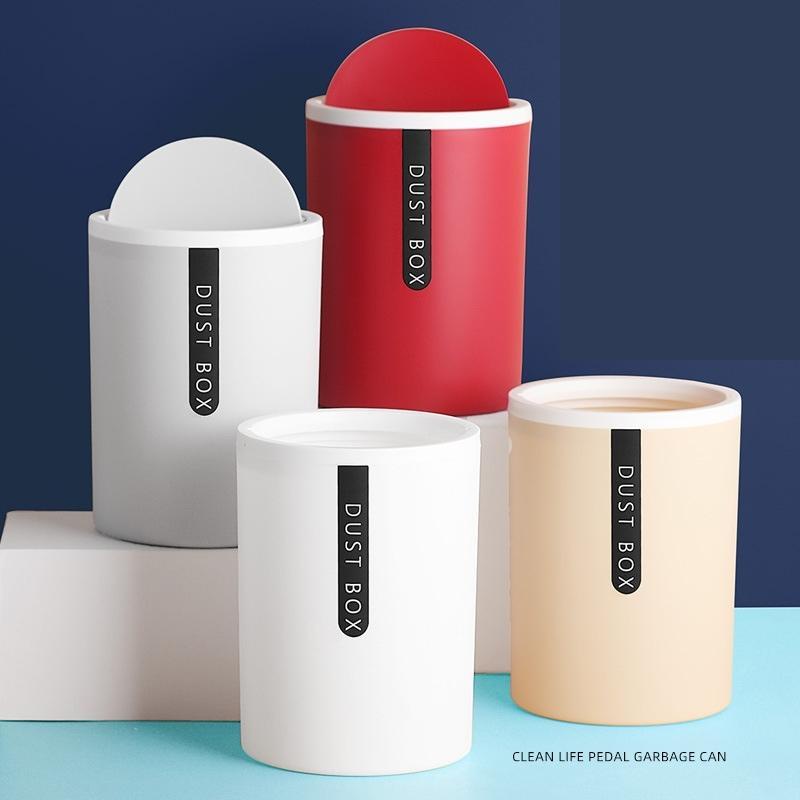 Thùng Rác Mini DUSTBOX TRÒN Để Bàn Văn Phòng Nắp Lật Đa Năng Tiện Dụng Màu Siêu Xinh