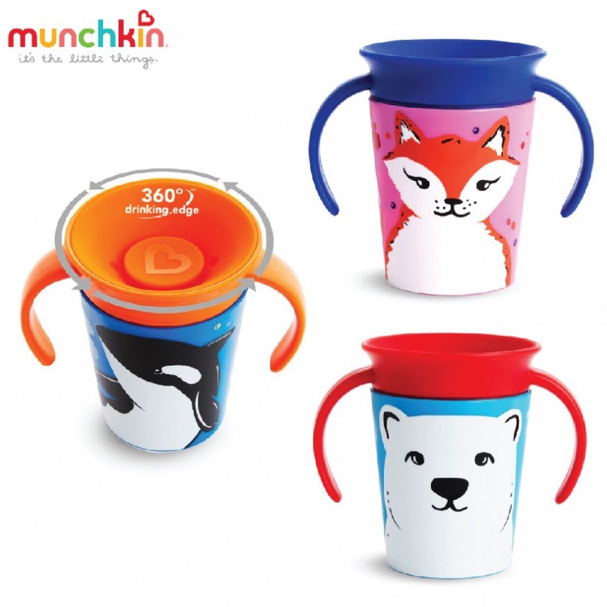 Cốc uống nước 360° chống đổ Deco có tay cầm Munchkin 177ml MK17423