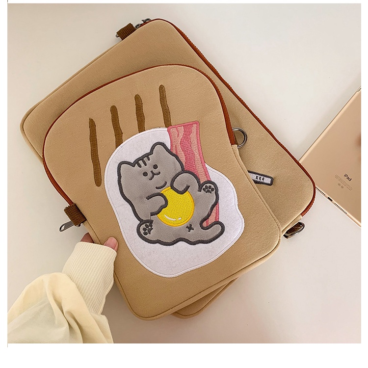 Túi đựng máy tính xách tay hình mèo toast phong cách Hàn Quốc Túi bên trong 11/13 inch có thể là túi đựng máy tính bảng đeo chéo