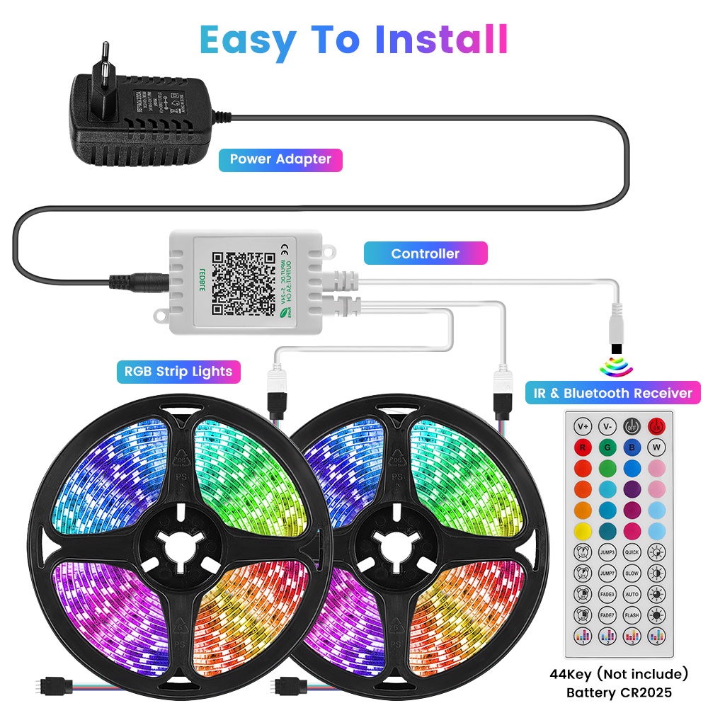 Dây đèn LED WELPUR RGB nhiều màu sắc 238/ 5050 có điều khiển từ xa chống thấm nước IP65/ IP20 nhiều kích thước tùy chọn