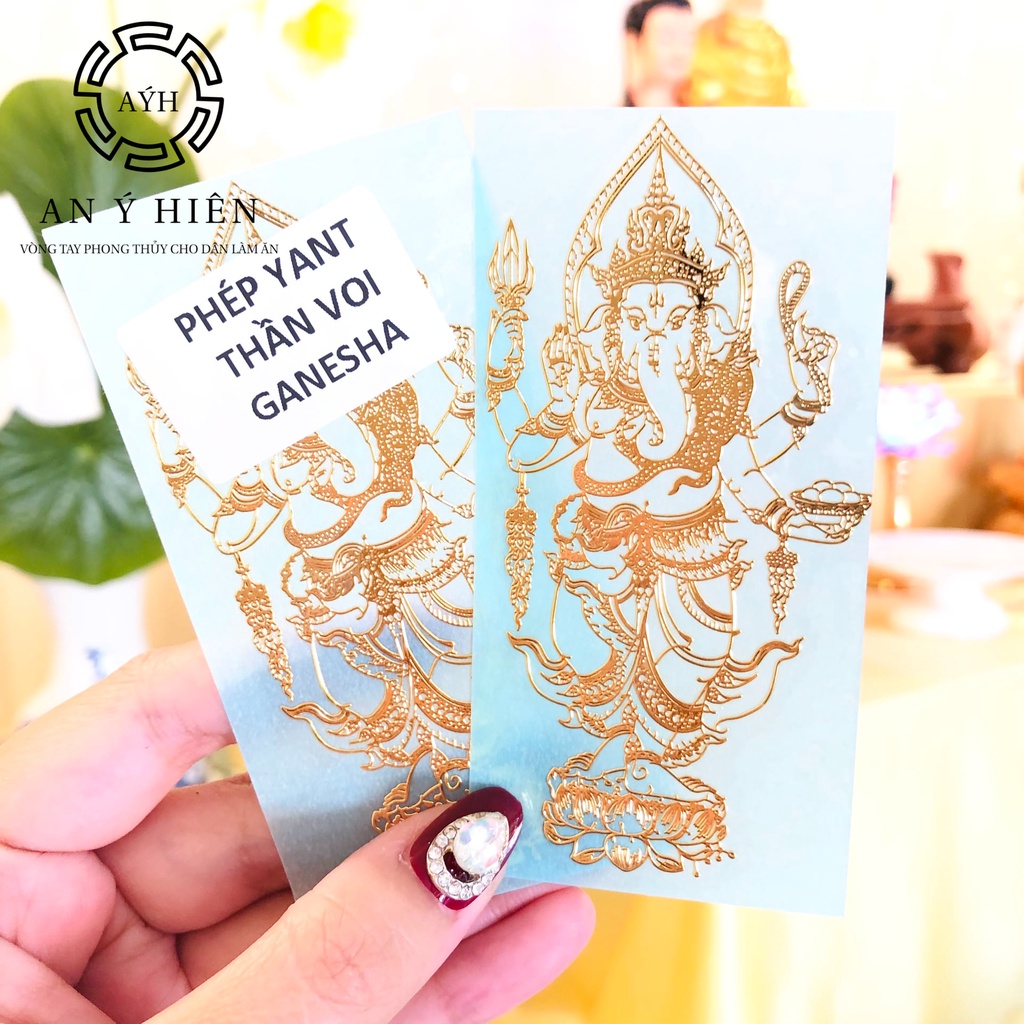 Lá dán T.H.Ầ.N VOI GANESHA ( Đã trì chú, Decal linh phù dán điện thoại- GIÁ SỈ)