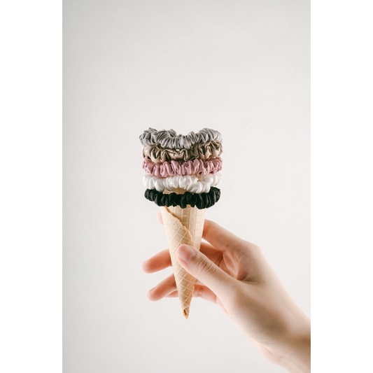 Set Dây Buộc Tóc Lụa Tơ Tằm nhỏ- mulberry silk-  30 momme - 6A Grade