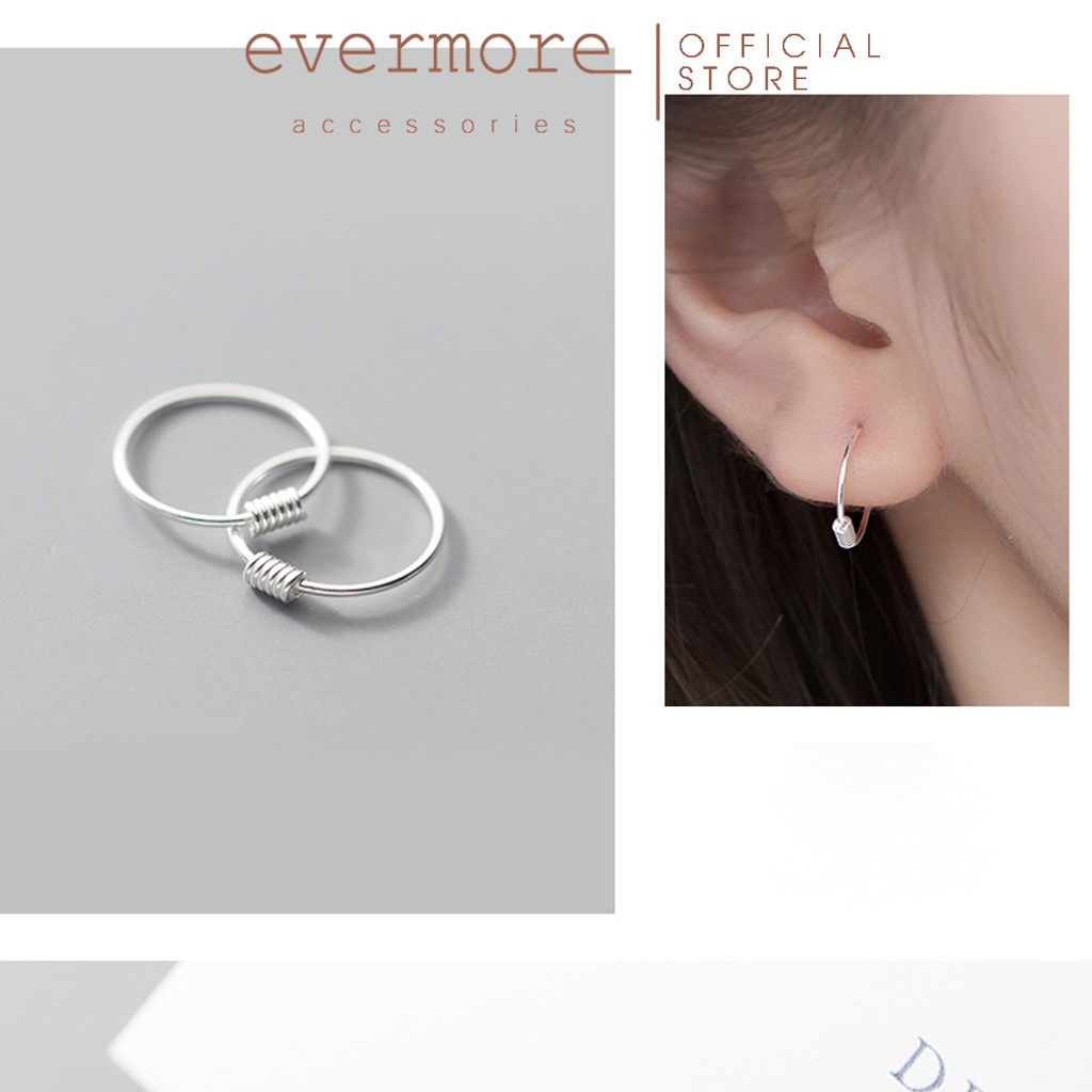 Bông tai bạc EVERMORE, khuyên tai  trụ xoắn bạc Ý 925, phong cách thanh lịch, minimalism - H035