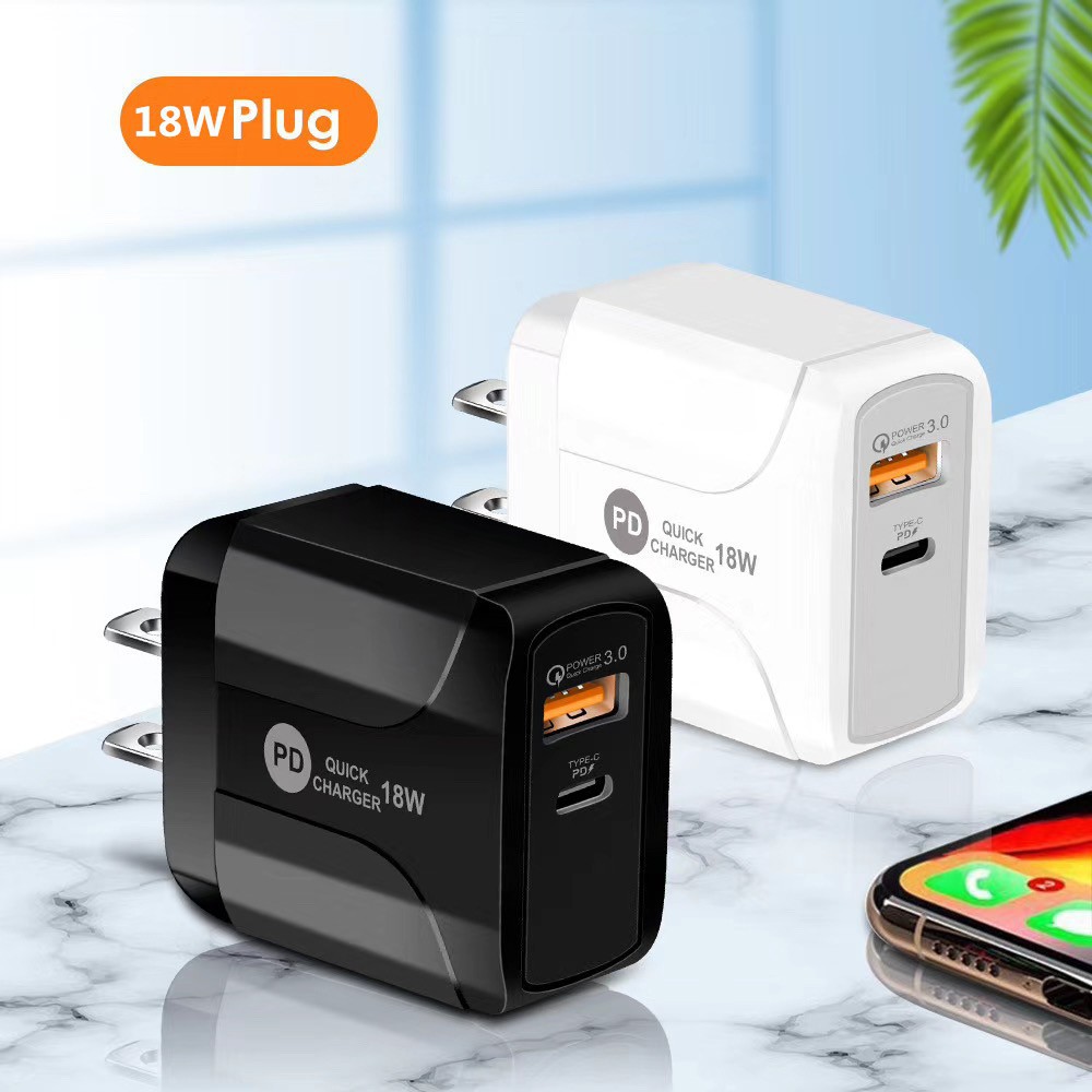 Củ sạc nhanh 18W 2 cổng, hỗ trợ sạc nhanh chuẩn QC3.0/PD 18W