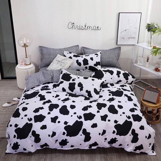 Set Chăn Ga Gối Poly Cotton Bò Sữa