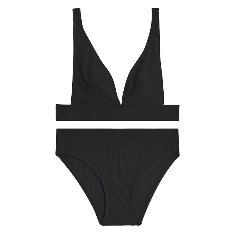 Set đồ lót TAKETALK hai mảnh không đường may mềm mại cổ chữ V xẻ sâu size S-2XL thời trang 2021 cho nữ