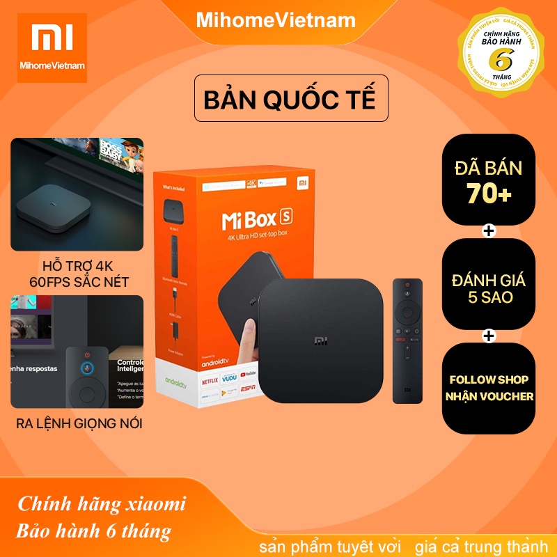 Android Tivi Box Xiaomi Mibox S 4K Bản Quốc Tế Tiếng Việt tìm kiếm giọng nói