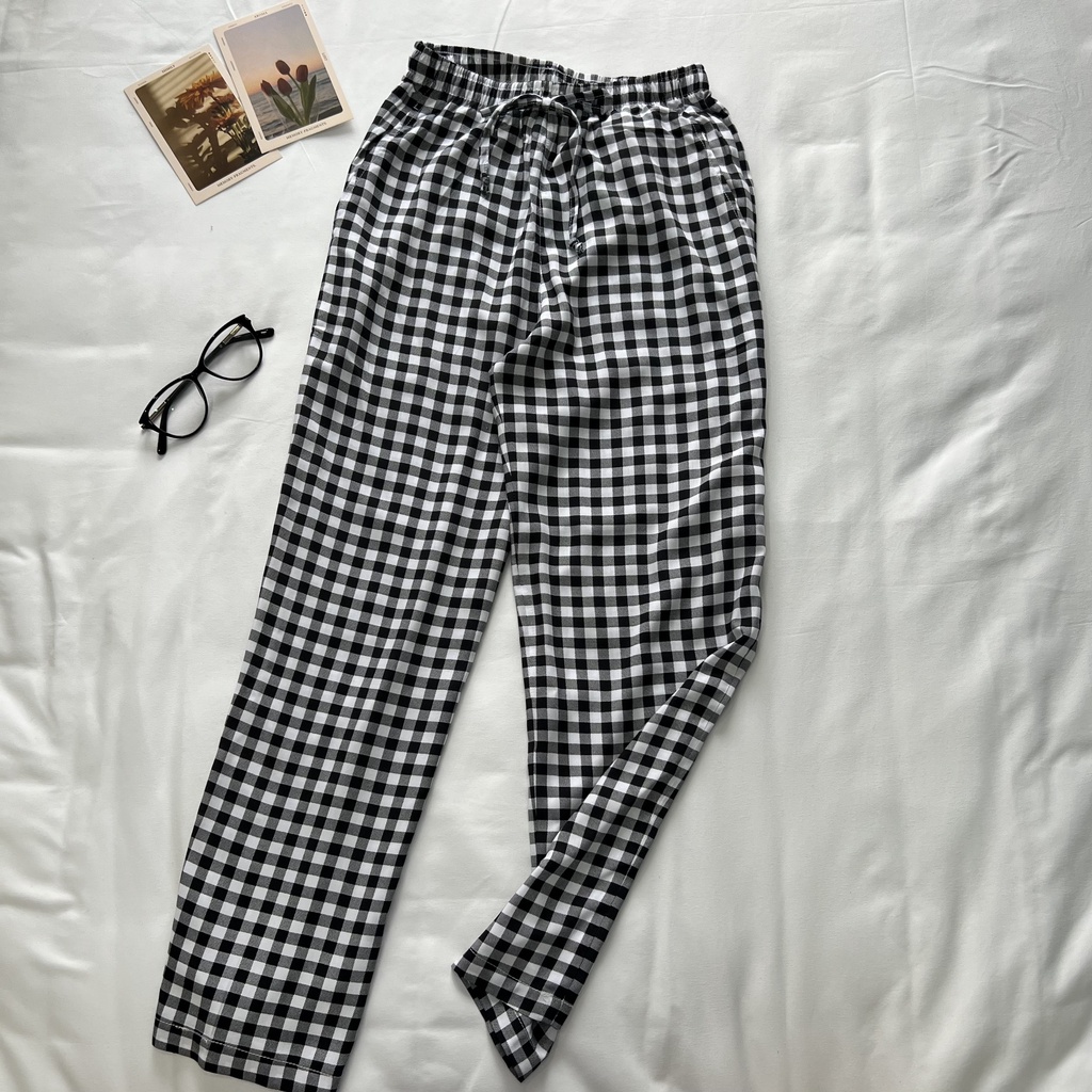 Quần sọc caro nữ dáng suông , Quần dài nữ hack dáng chất tole GHP-GARMENT