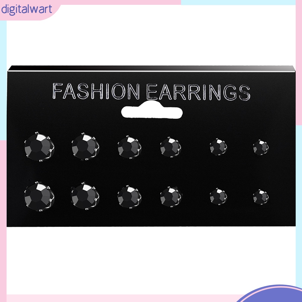 Bộ 12/6 cặp bông tai hình hoa hồng đính đá zircon thời trang cổ điển cho nữ