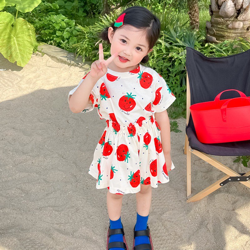 Bộ Áo Ngắn Tay + Chân Váy Thể Thao Mùa Hè Mới Cho Bé Gái