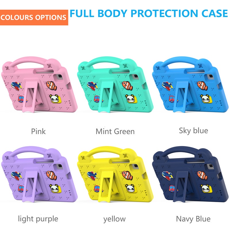 For Samsung Galaxy Tab A7 Lite 8.7 2021 SM-T220 T225 10.4 inch SM-T500 T505 T507 Cute Cartoon Pattern Kids Shockproof EVA Stand Case With Hand Holder Tablet Cover
