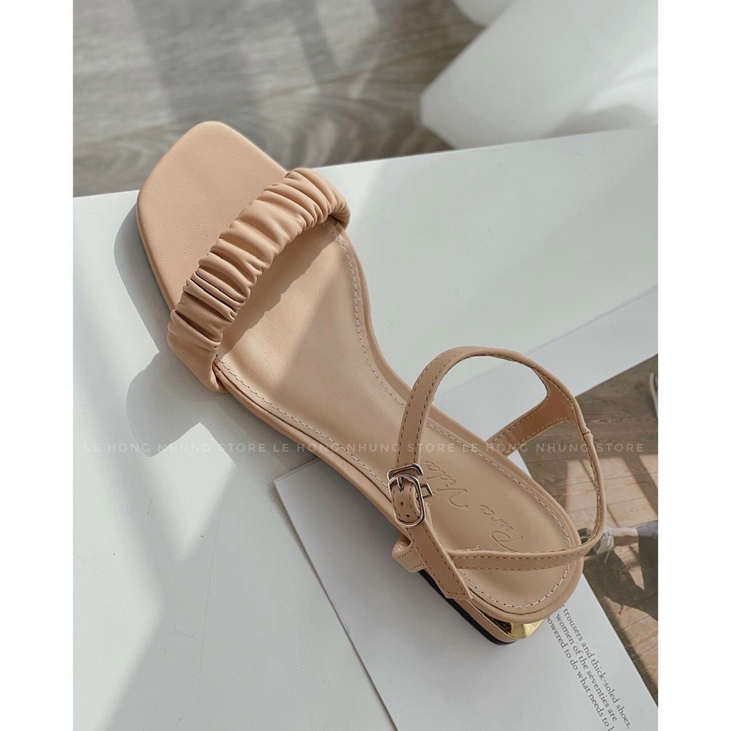 Giày sandal nữ quai dúm gót 2cm cách điệu cực êm cực thoải mái mã G48