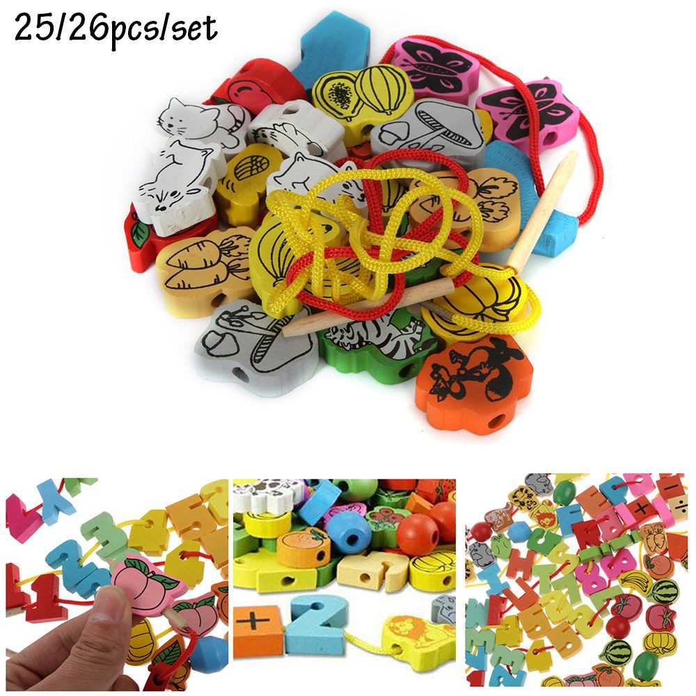 Bộ đồ chơi xỏ dây sâu hạt gỗ cho bé