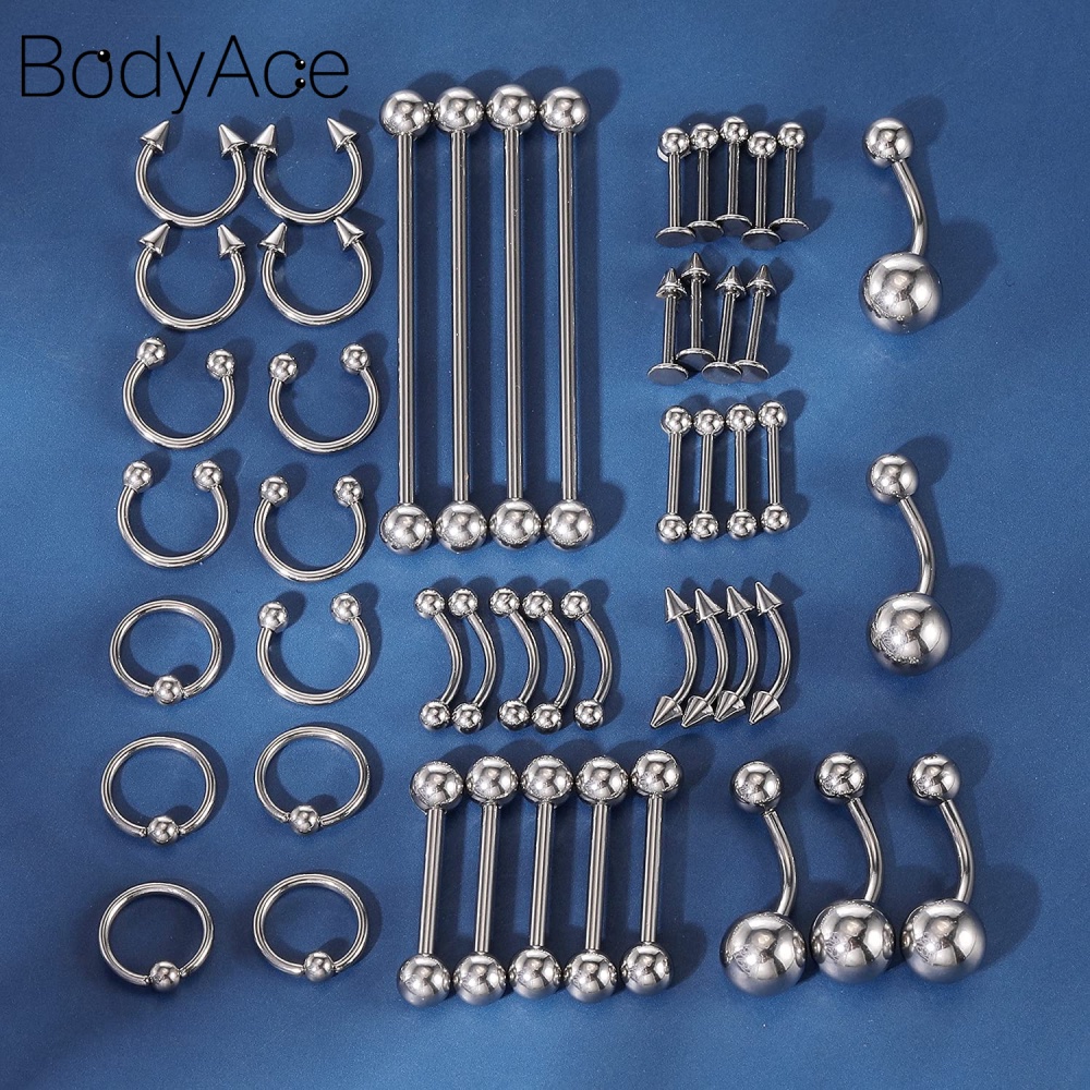 1 Bộ Dụng Cụ Xỏ Khuyên Cơ Thể Chuyên Nghiệp Bằng Thép Không Gỉ Chống Dị Ứng