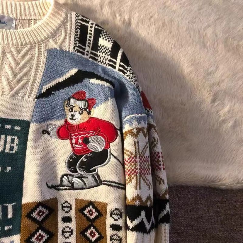 Áo len Unisex form rộng hoạ tiết trẻ trung cá tính