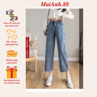Quần jeans ống rộng nữ MaiAnh.88 quần bò ống suông lưng cao
