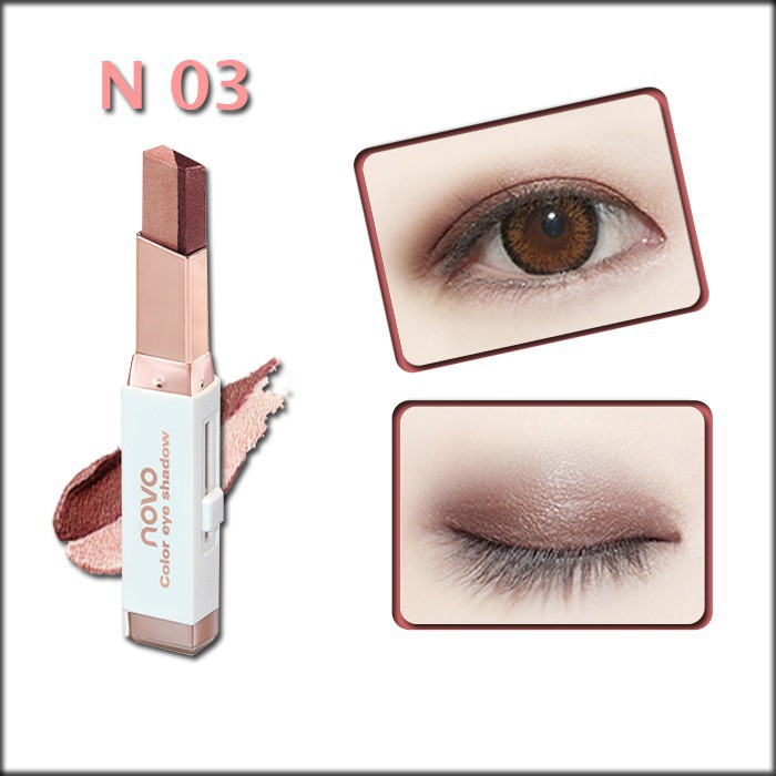 Bút sáp màu mắt NOVO Eyeshadow Double Color Grandient Stick (Phấn mắt NOVO dạng thỏi 2 màu có ánh nhũ) - YZ01