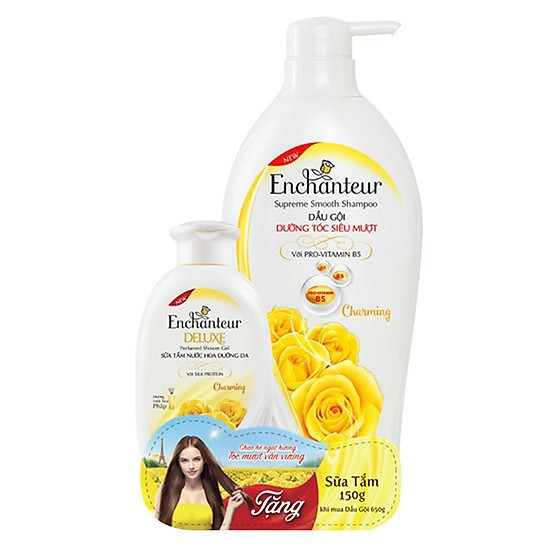 Enchanteur - Dầu Gội 650g + tặng chai tắm 150g(Vang /Tim)