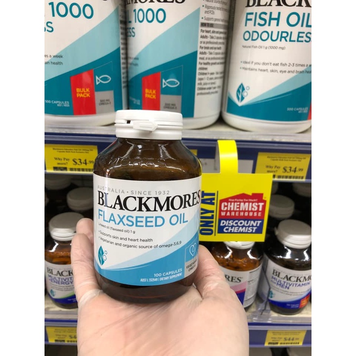 (Thuần chay) Blackmores Flaxseed Oil 1000mg 100 viên (Omega 369 chiết xuất từ tinh dầu hạt lanh