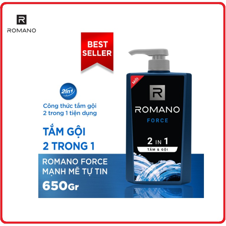 Tắm Gội ROMANO Hương Nước Hoa 2in1 Chai 650g