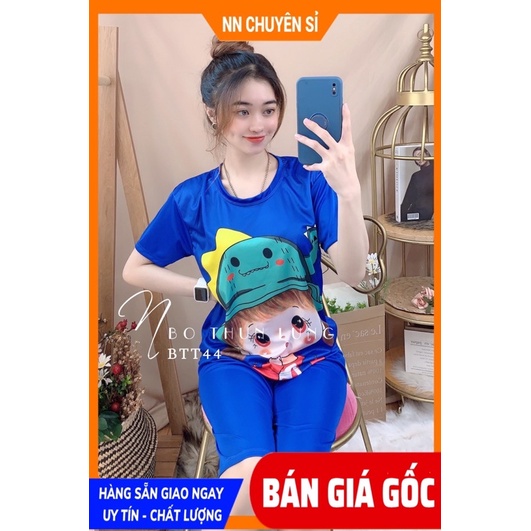 Đồ bộ thun lửng in hình cực xinh BTT44 ⚡Ảnh thật⚡ Đồ bộ mặc nhà