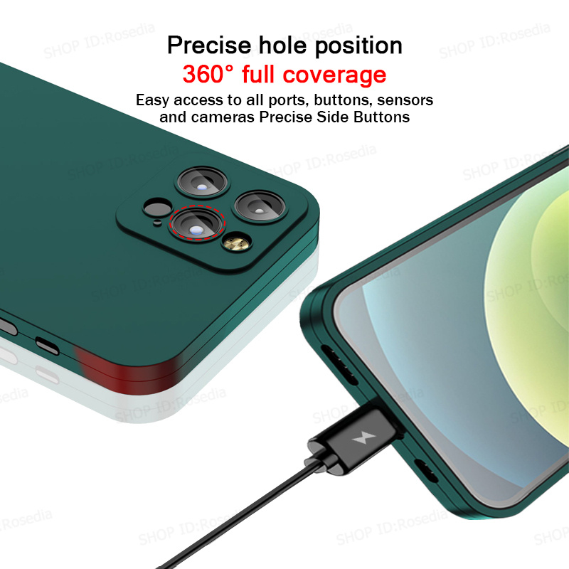 Ốp Điện Thoại Kính Cường Lực Bảo Vệ Toàn Diện 360 Độ Viền Nhôm Cho Iphone 12 Pro Max 12 Mini